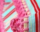 pillowcase with crochet trim  -  Candy Stripes