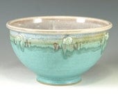 Stoneware pottery bowl ,  turquoise aqua handmade