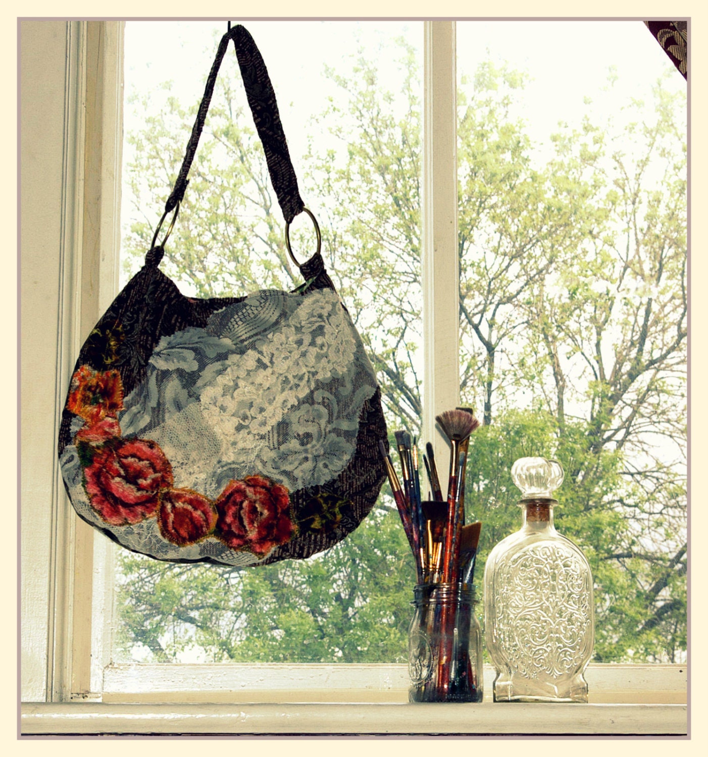 Lace and roses Gypsy bag