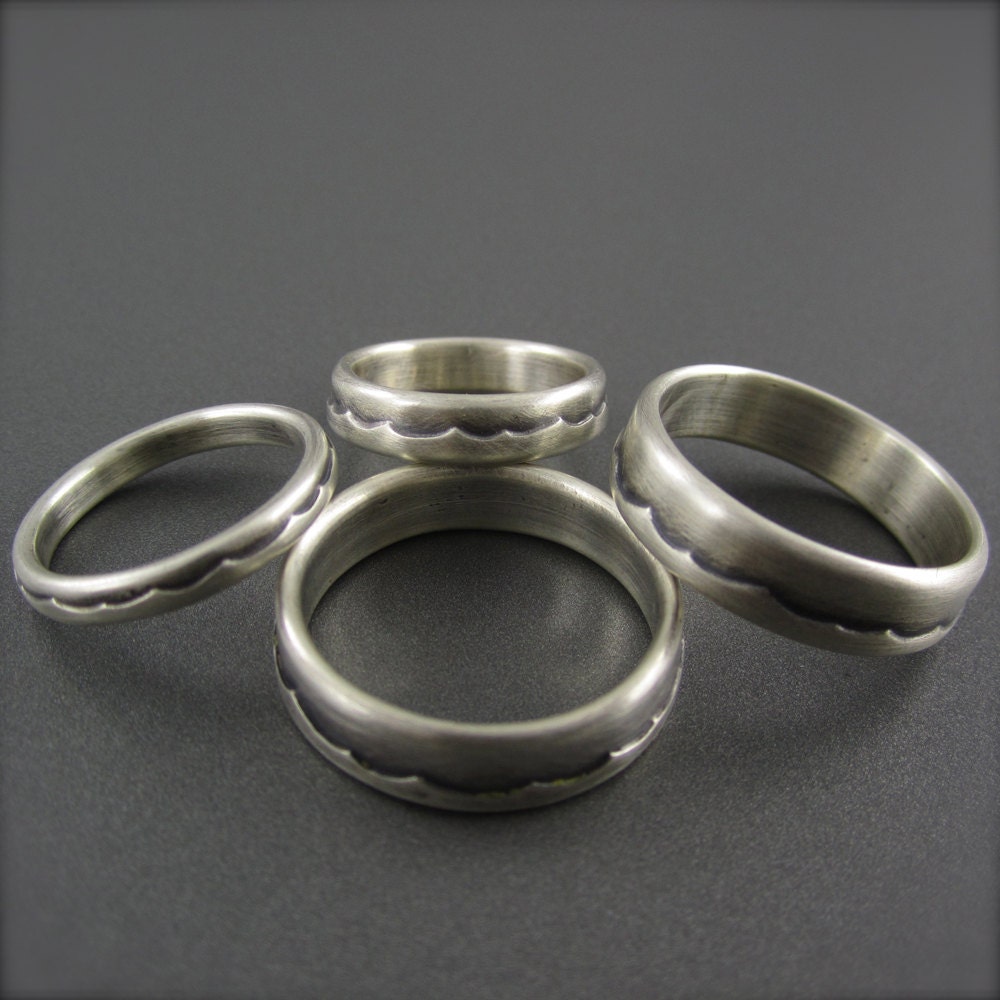 Silver Wave Wedding Band Sterling Silver with Patina.  By Beth Millner