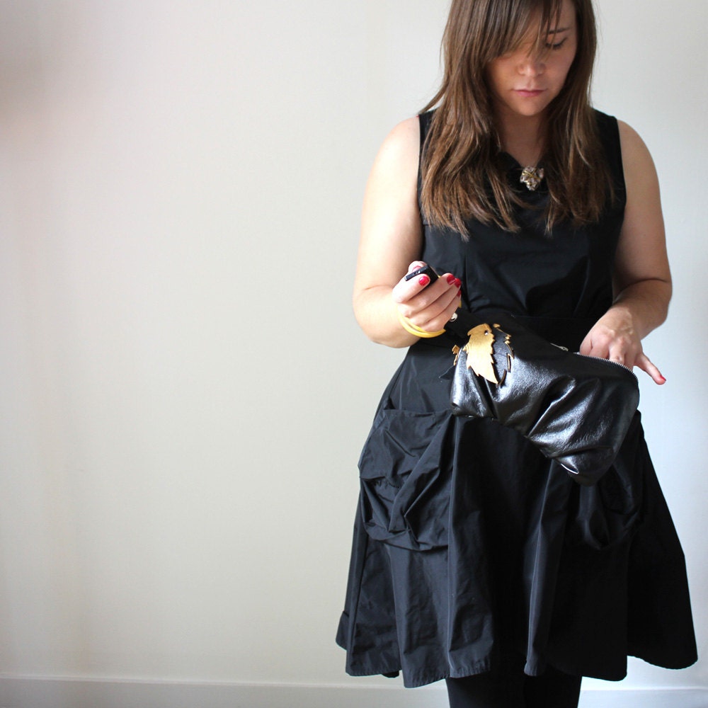 Black Re-purposed Leather Bracelet Handbag