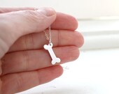 Sterling silver dog bone necklace with dog name