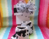 Cutie Patootie Headband & Bootie Set (6-9 month size, cow)