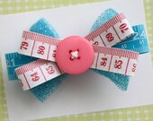 Pink and Blue Measuring Tape Hair Bow