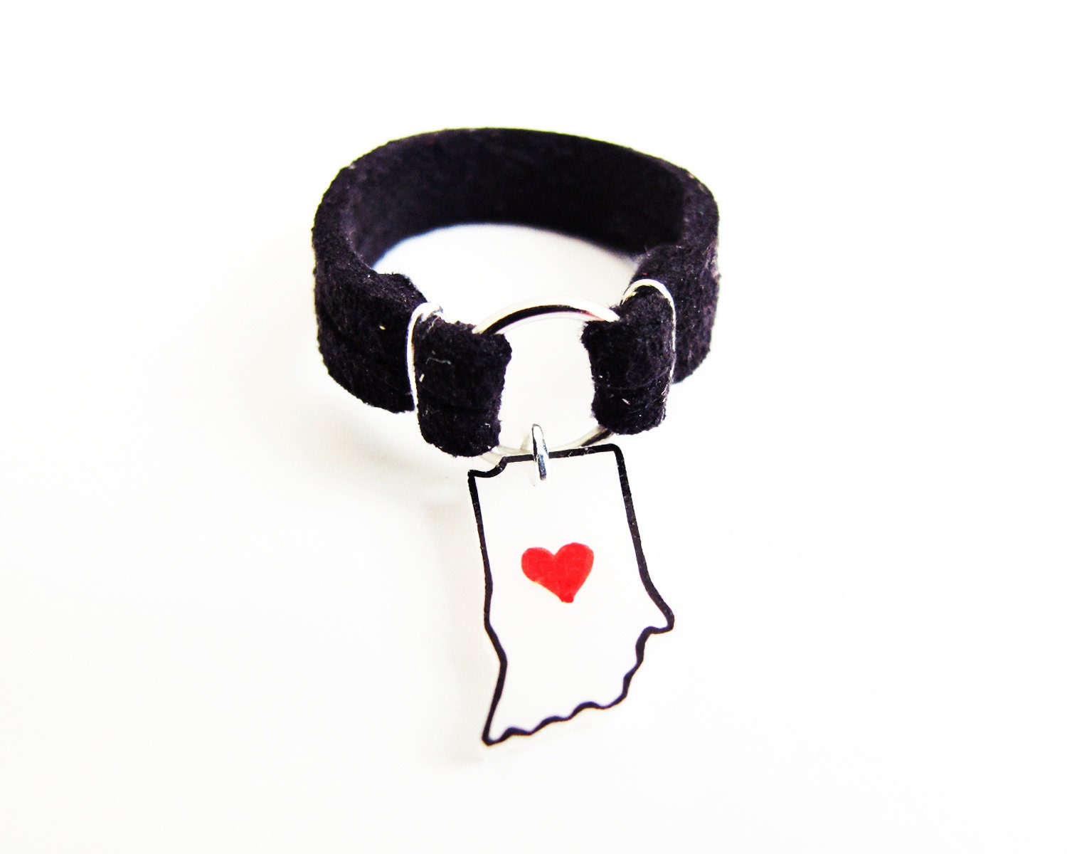 Indiana State Leather Charm Ring - Choose Your Color