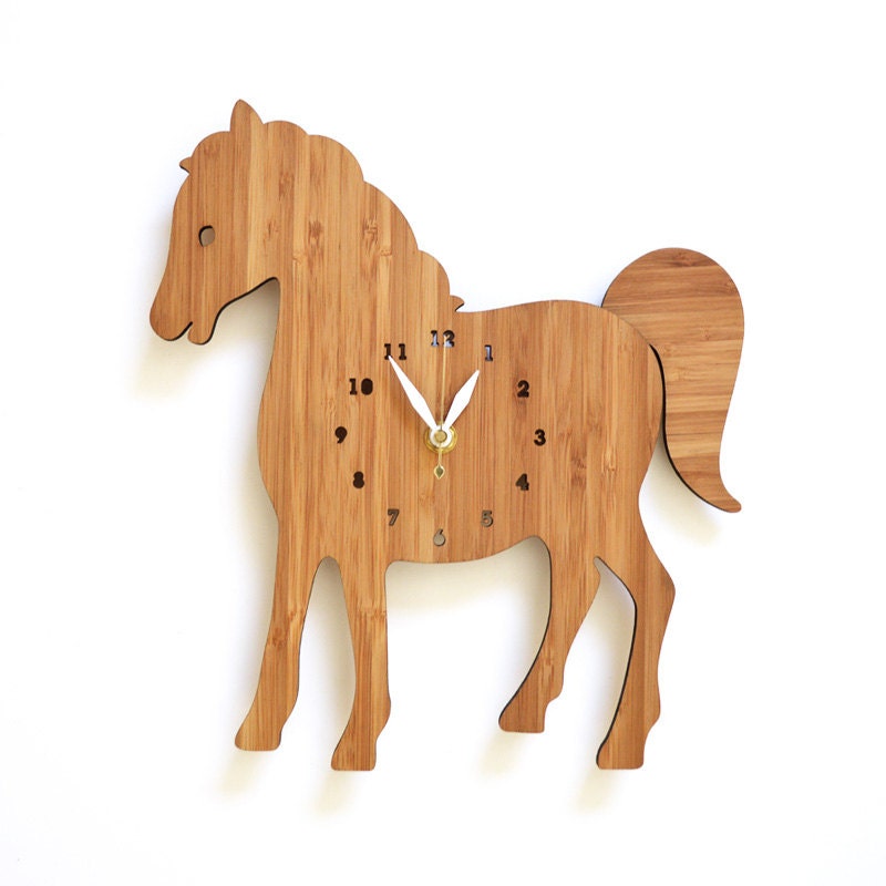 horse clock, Clock for kids room, childrens room decor, farm animal theme, modern wall clock