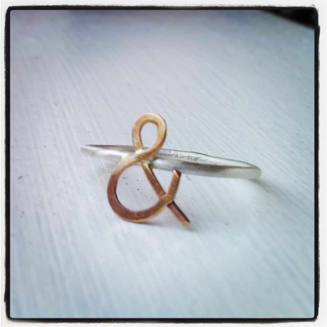 ampersand rose gold yellow gold Sterling silver ring