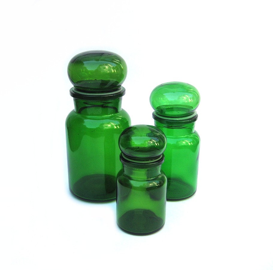 Belgium Apothecary Jars - Green Glass - Stylish Storage