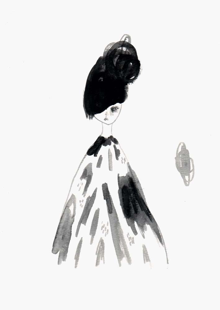 original illustration, 9 x 12 // mountain girl