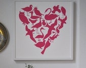 Pink Aviary Heart Print - a heart of birds