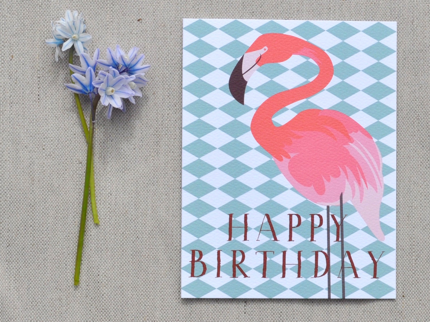 Happy Birthday Flamingo Notecard