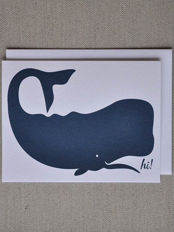 Whale Navy Blue Note Card