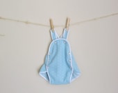 Vintage style baby jumper - blue and white polka dot