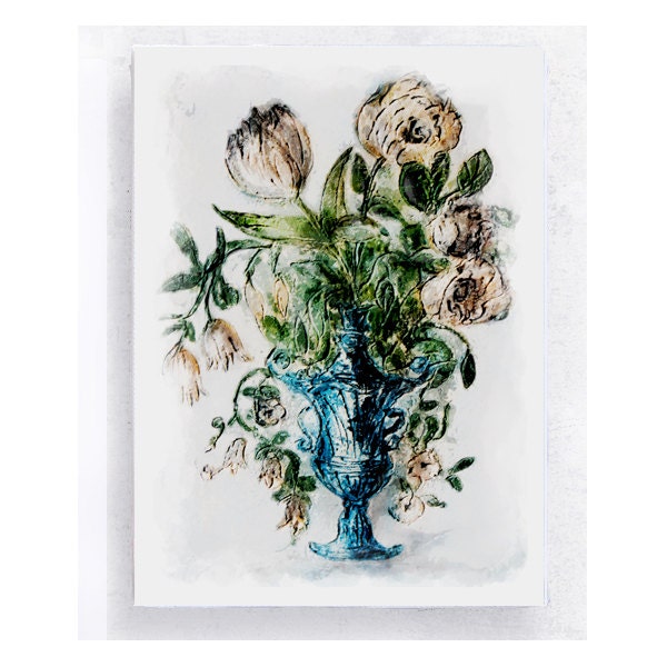 Floral Art Block - 5x7 Canvas Print on Wood Frame - Dancing Vase - Wall Art - Home Decor