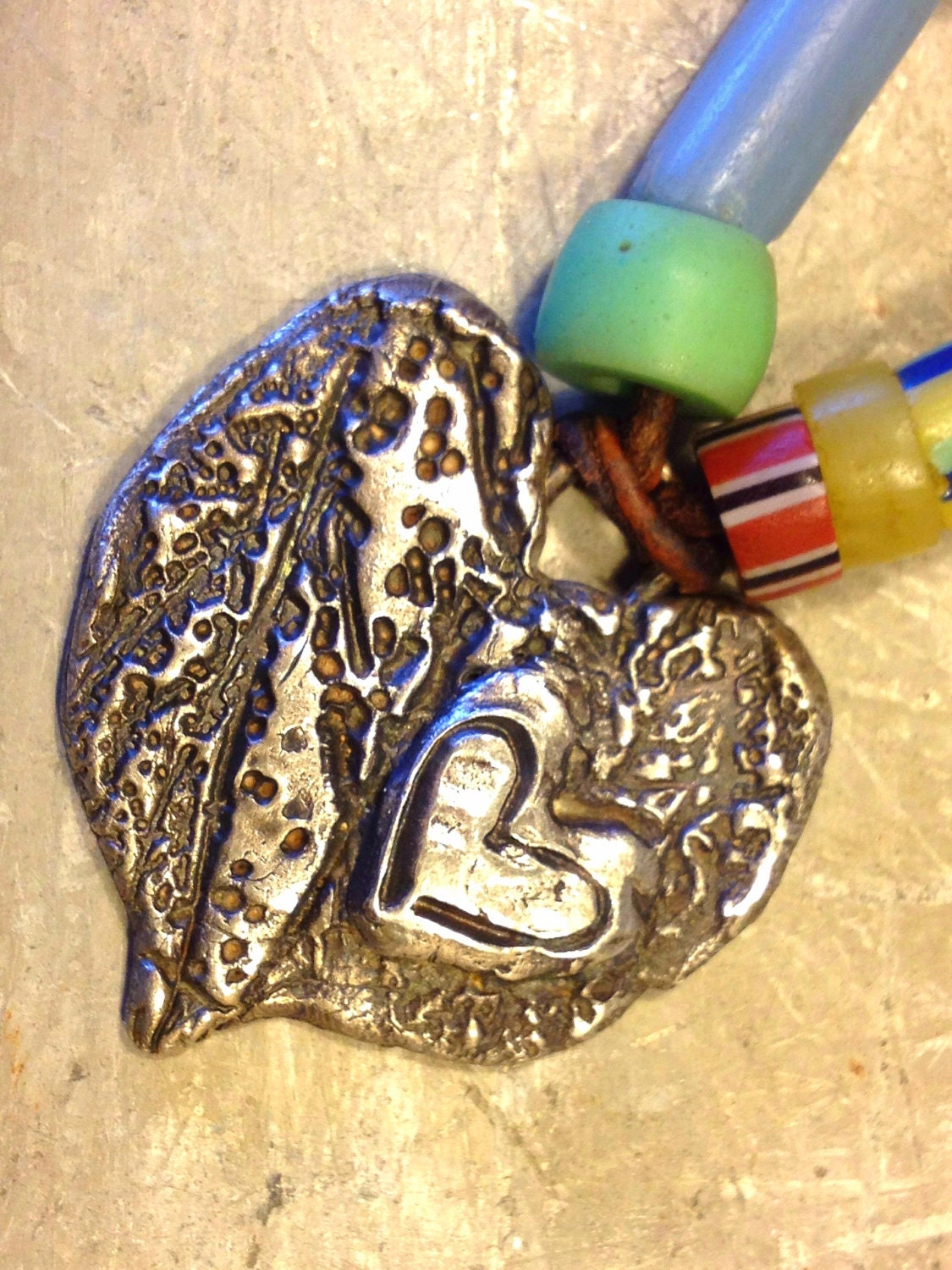 Valentine Jewelry SALE SALE SALENecklace Heart Fine Silver Vintage African Beads Steel Chain "All Kinds of Weather"