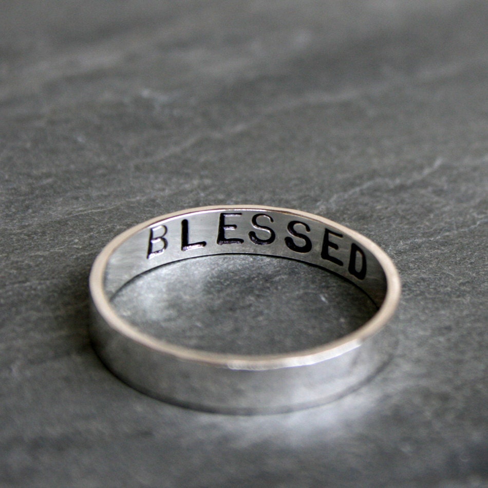 Personalized Jewelry, Custom Sterling Silver Ring, Secret Message, Stamped Stacking Ring, Handstamped Letters, Word Ring, Letter Monogram