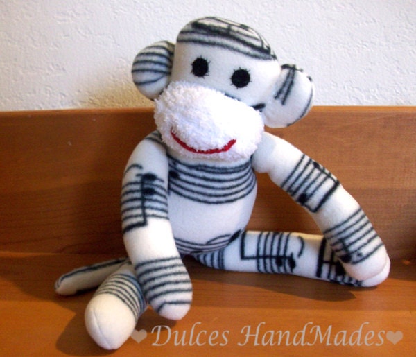 Musical note monkey plush toy Handmade Stuffed Animal Doll Baby