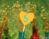 Table Numbers Wood ANY COLOR Heart Rustic Wedding, Wooden Reception Decor, Wood Numbers, Great for Wedding, Anniversary or Party Decorations
