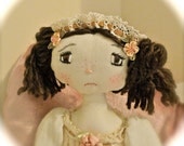 Sad face Romantic Edwardian style cloth doll