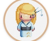 GEISHA GIRL MIZUIRO: a pixel art counted cross stitch pattern - digital download - printable pdf file