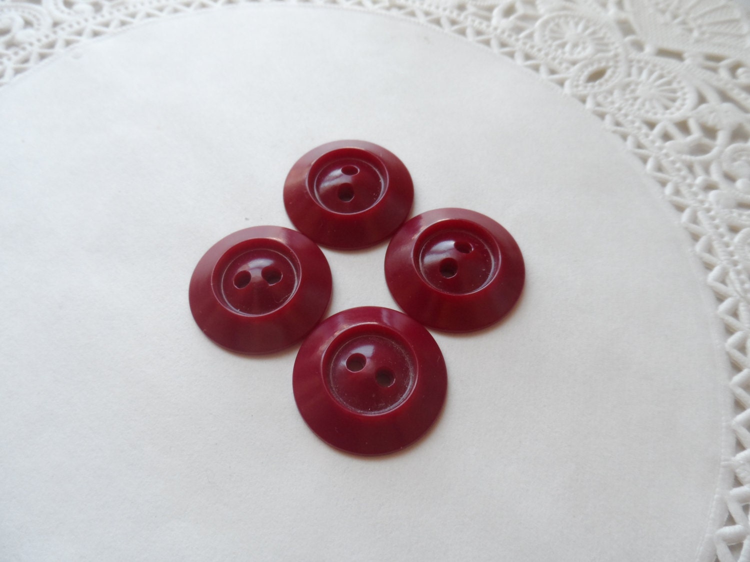 Rosebud, 4 Vintage Buttons