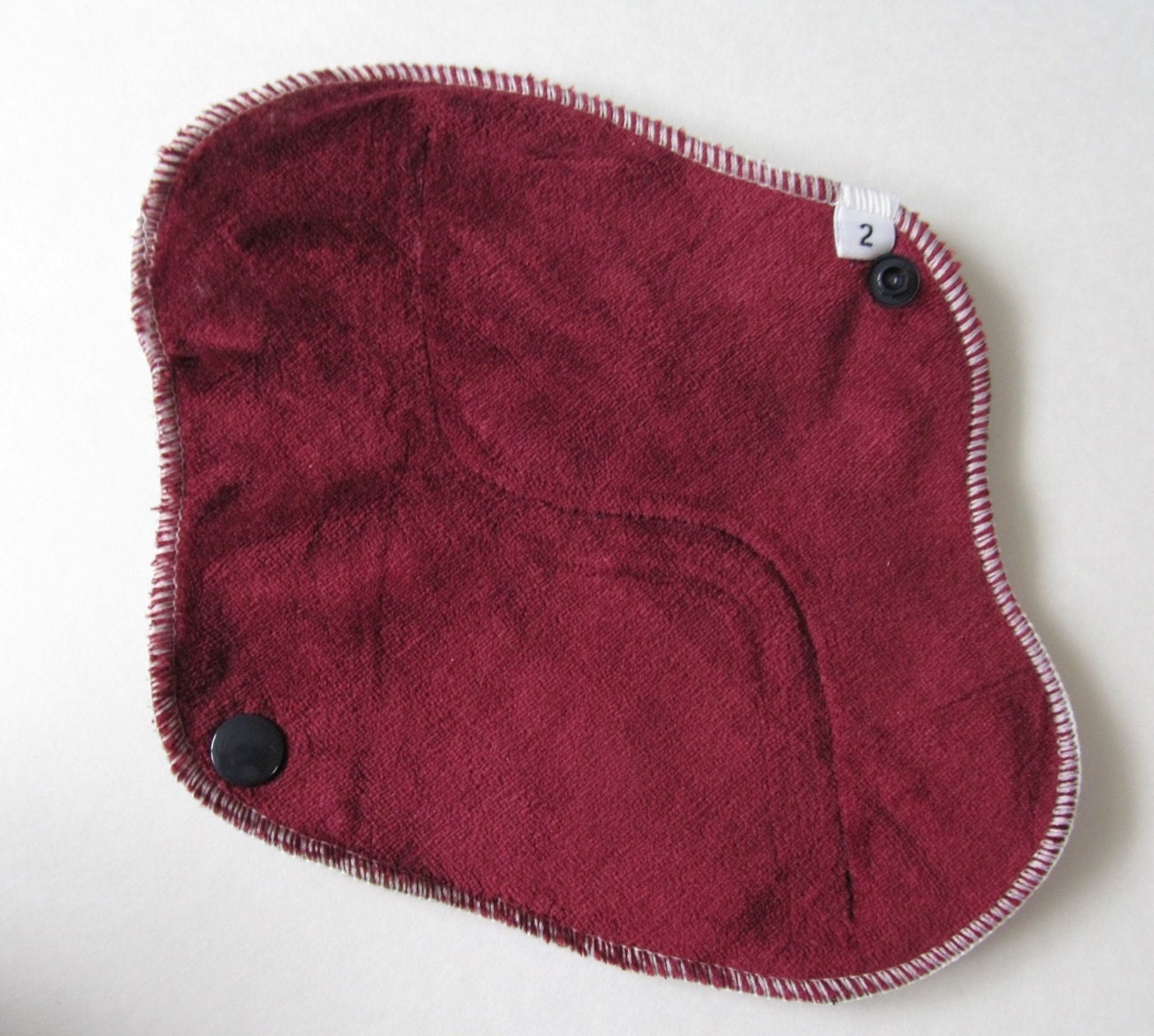 Burgundy Organic Bamboo Velour Cloth Mama Pad .. Maxi With Wings ... Luxury Soft  8 inch
