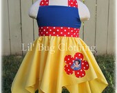 Custom Boutique Clothing Girl  Disney Snow White 1 Piece  Handkerchief Jumper Dress Halter Style  Costume