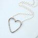Wire Heart Necklace, Metalwork Necklace, Sterling Silver Necklace, Hammered Heart Necklace, Valentine, Fashion Jewelry Under 50