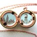 Brooklyn Locket - Hand-painted Pendant Necklace - City Skyline in Warm Gray, Sepia, and Robin's Egg Blue