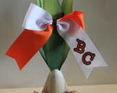 Large Two Color Twisted Cheer Bow with Two Letter Personalization
