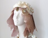 Bust Seashell Mannequin Head Pearl and Mauve Seafans