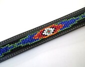 Beaded Belt Black Leather Vintage