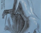 GENEE, BACK VIEW on Knees-- Charcoal and chalk drawing  on 18x12 inch cotton paper, unframed, by Diana Moses Botkin
