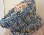 handknit ribbed cowl DAYBREAK hand dyed handspun wool