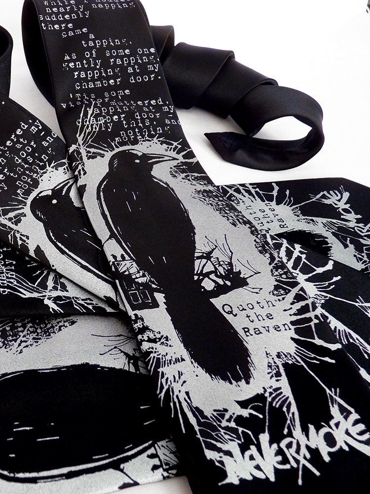 Nevermore Men's Necktie - Edgar Allan Poe Raven Tie for Men
