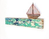 Only You and the Sea Jewelry Organizer Rack, Towel Holder, Coat Rack - Boat wood, Driftwood, Textile, Metal - Beach Home Decor