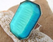 Absinthe Green Ring - Bright Silver - Green to Aqua Blue Color Shifting Glitter