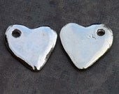 4 Mykonos Greek Casting Silver Heart Cornflake Dangle Beads