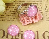 SALE - 10% OFF - 10pcs 12mm Handmade Glass Cabochons - Dot Collection BCH011A