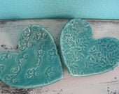 Wedding Heart Dishes Set of Two in Turquoise Ring Holders