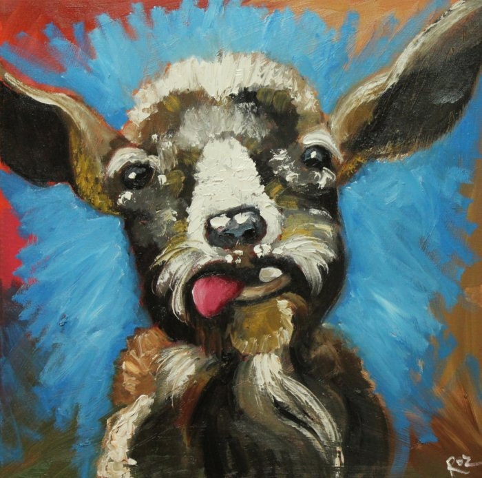 Goat portrait painting 4 18x18 inch original oil painting by Roz