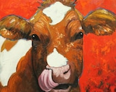 Cow portrait animal painting 621 20x20 inch original oil painting by Roz