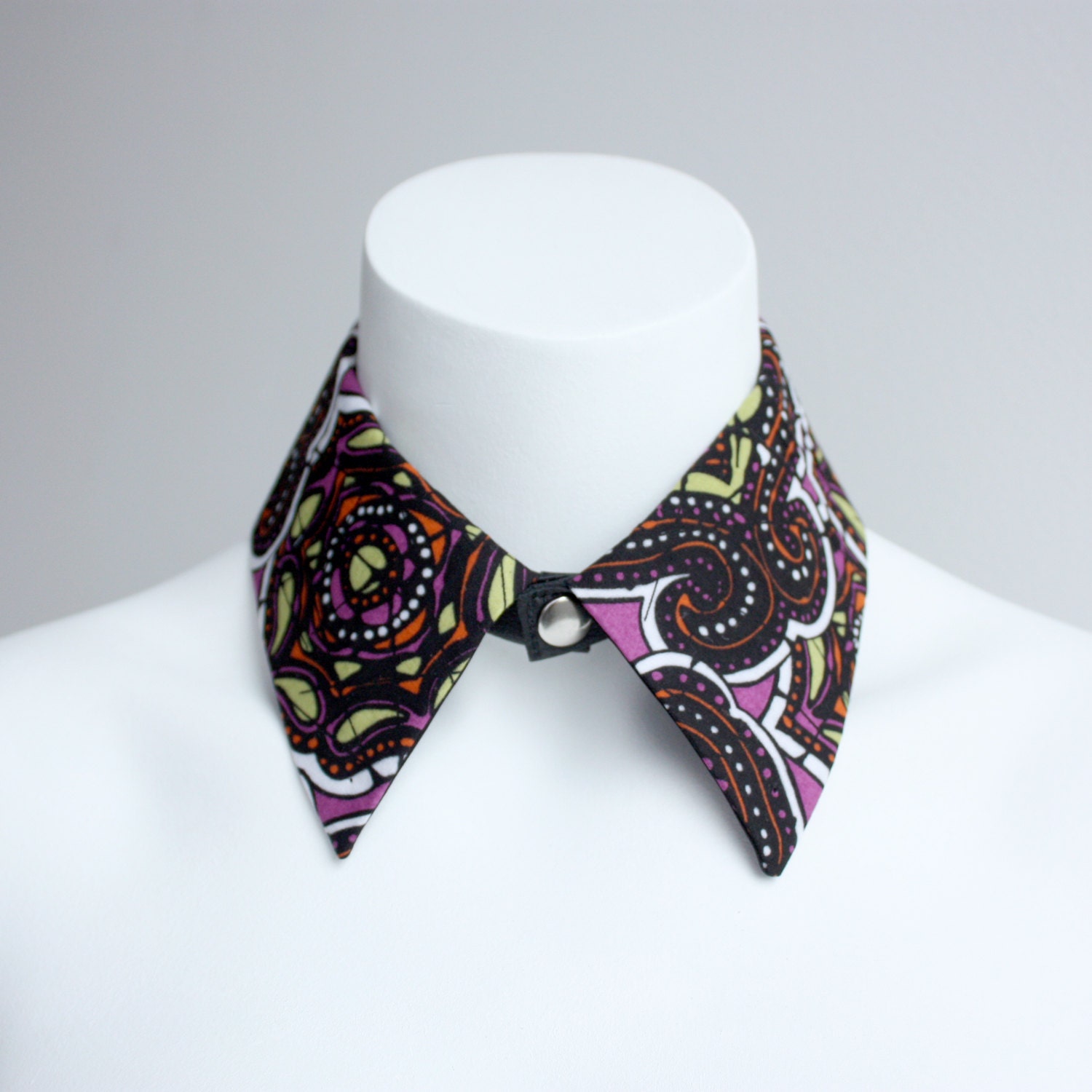 Detachable Shirt Collar with Leather Band -  Cotton Wax Cloth