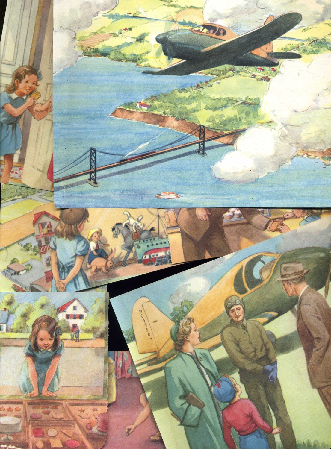 Vintage  Classroom Textbook Pages  with Many Illustrations for the Collector Altered Art Collage or Mixed Media