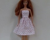 White with Pink Dot Handmade Barbie Dress is ready now