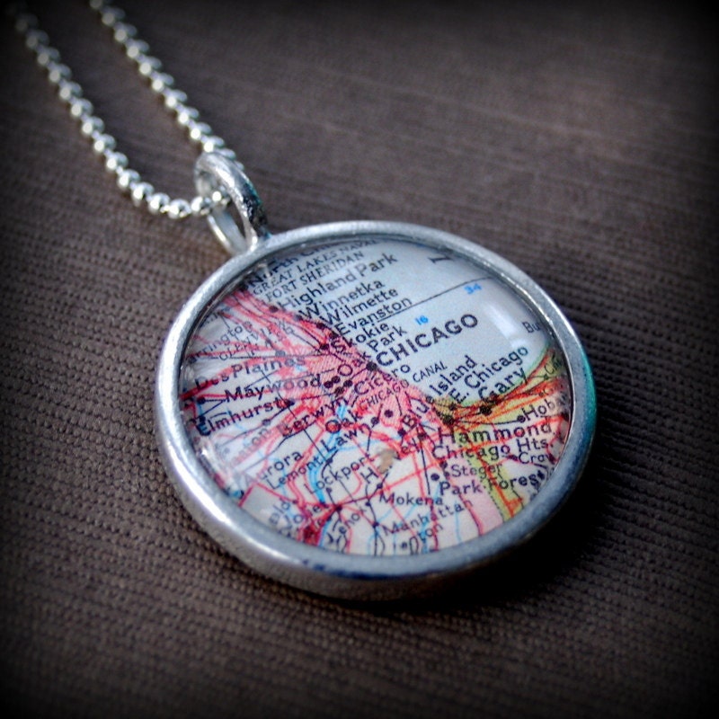 Chicago Map Necklace