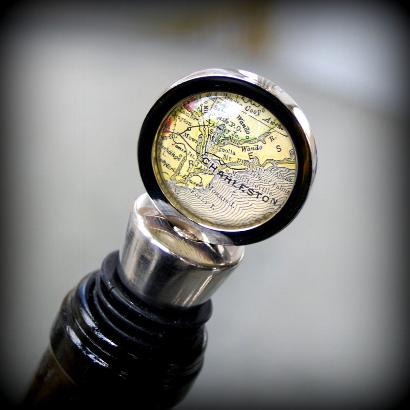 Charleston Map Wine Bottle Stopper