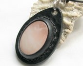 Rose Quartz Stone and Leather Pendant Necklace - An Aos Original Earth Medallion