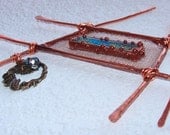 Talisman Mixed Media Sculpture Fused Dichroic Stained Glass & Copper Metal Wall/Garden/Window Art Goddess