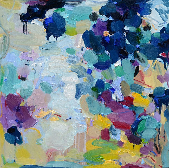 Art Giclee Print 10x10 from original abstract oil painting - Blue Lyrics